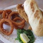 Catfish Sandwich and Onion Rings Grayson's Landing