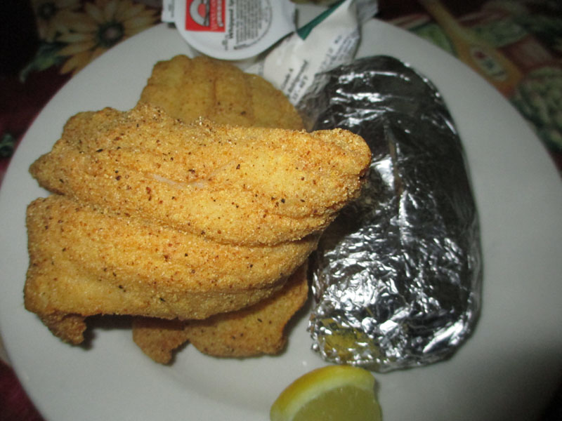 Fried Catfish and a Baked Potato at Willow Pond in  Aurora, Kentucky