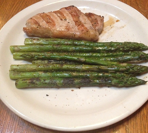 Raffert'ys  Grilled Pork Chop and Asparagus