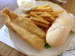 Fried Catfish Sandwich at Pennyrile Forest State Park's Clifty Falls Restaurant