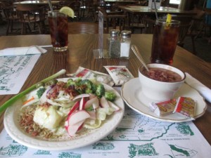 Soup, Salad, and Tea at the Lodge's restaurant, Clifty Falls