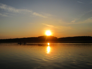 Canoeing at Sunset on Honker Lake