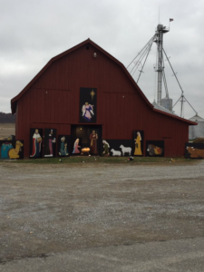 Barn decorated for Christmas in Onton, KY.